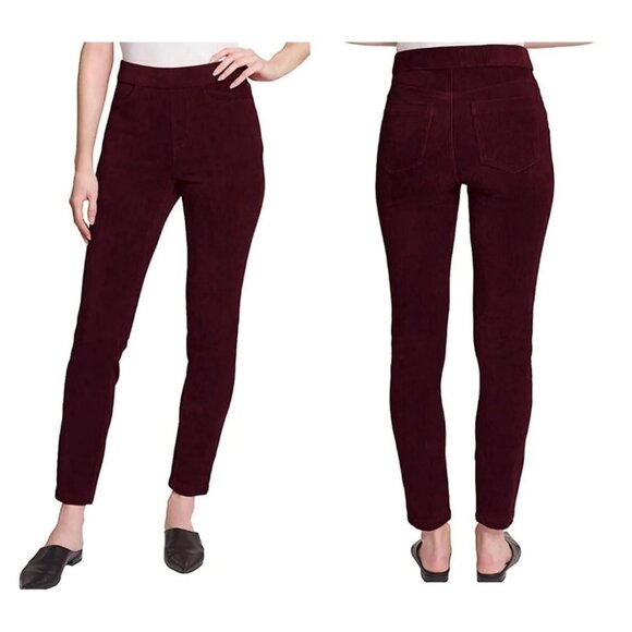 Gloria Vanderbilt Pull On Knit Skinny Corduroy Pant Size L Cabernet Crush NWT - Picture 1 of 11